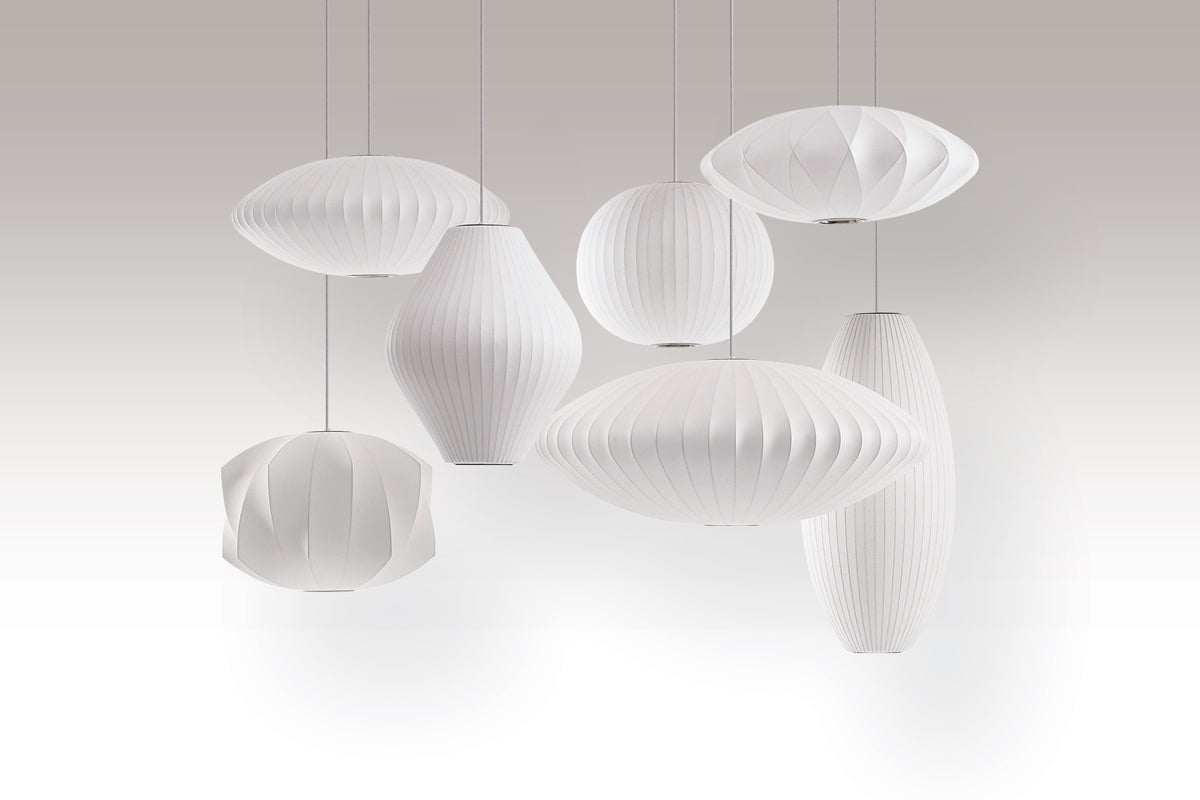 Nelson Bubble Pendant Lamp | White Silk Ceiling Lamps | Bedroom Living Room Lighting | Casalola - Lamps