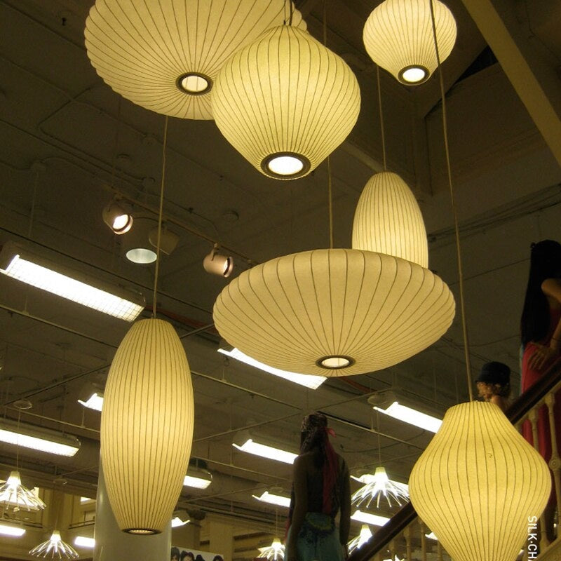 Nelson Bubble Pendant Lamp | White Silk Ceiling Lamps | Bedroom Living Room Lighting | Casalola - Lamps