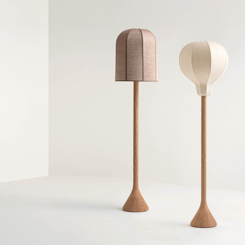 Scandinavian Oak Floor Lamp with Linen Shade – Minimalist Standing for Modern Interiors - Lamps