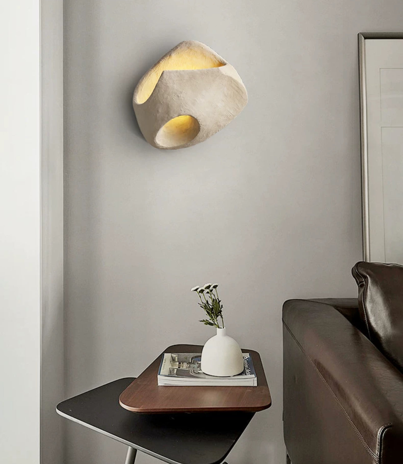 Plaster Wabi-sabi Wall Lamp with Warm Led Light - Minimalist Lamps