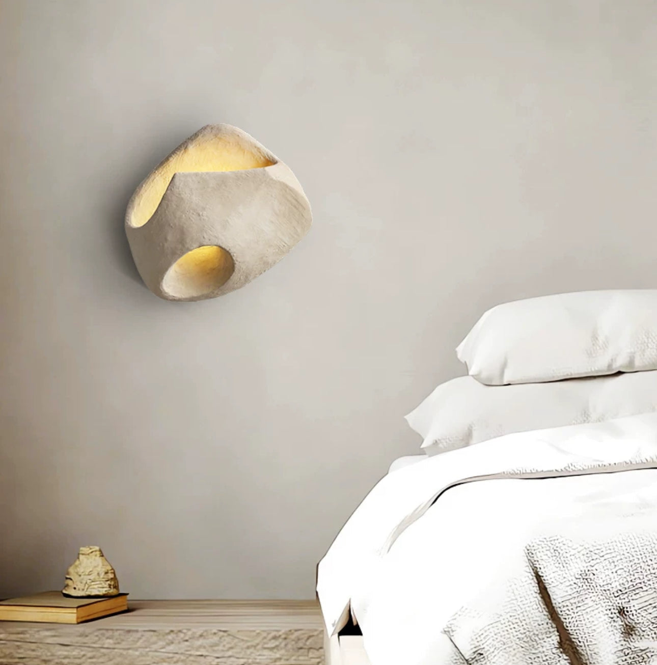 Plaster Wabi-sabi Wall Lamp with Warm Led Light - Minimalist Lamps