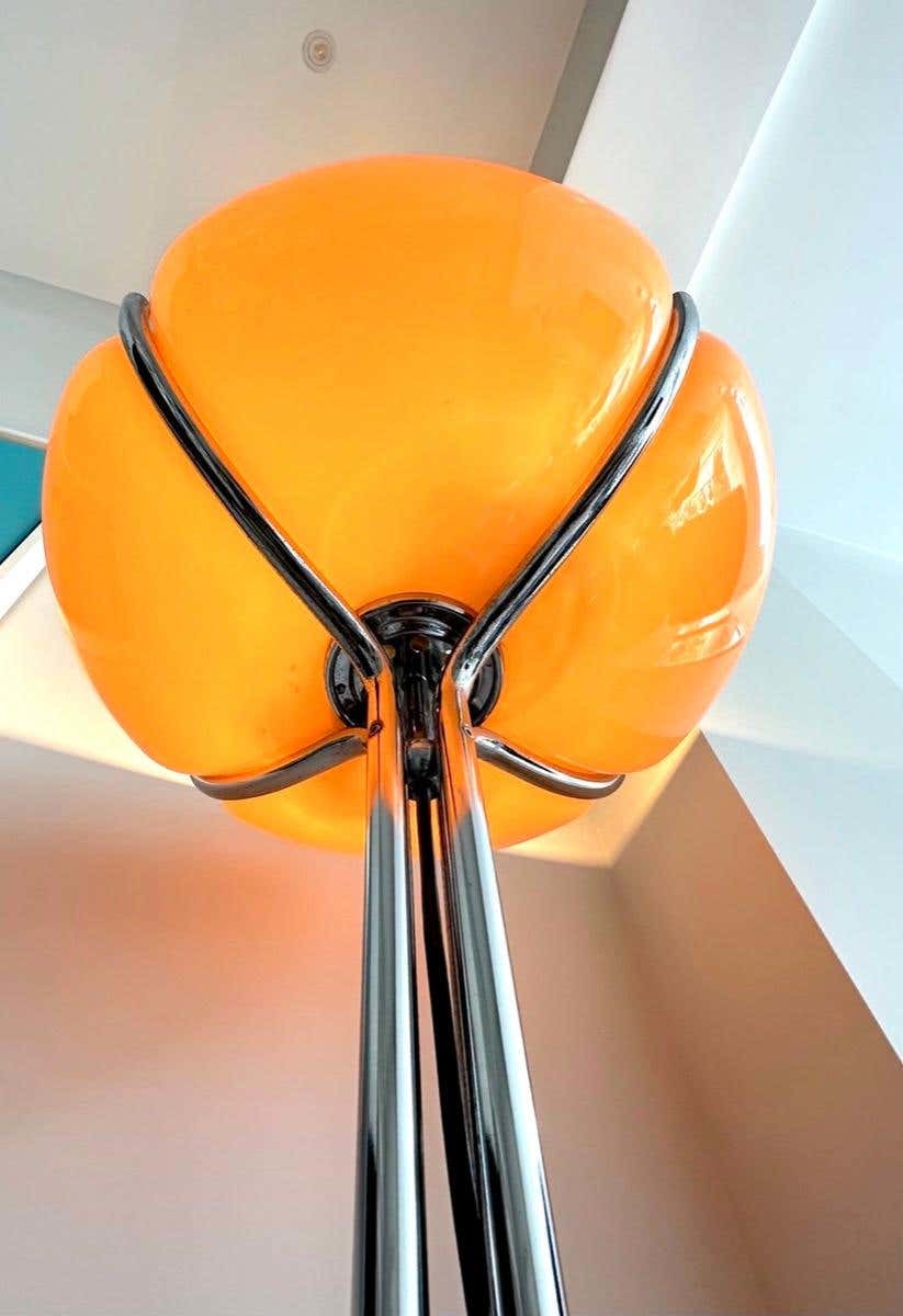 Quadrifoglio Floor Lamp Table Orange Glass Lampshade For Living Room - Modern Lamps