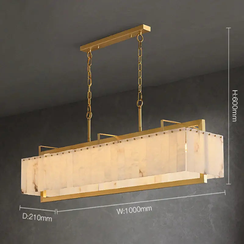 Rectangular Brass and Alabaster Chandelier for Dining Room | Modern Interiors | Casalola Lights - Chandeliers