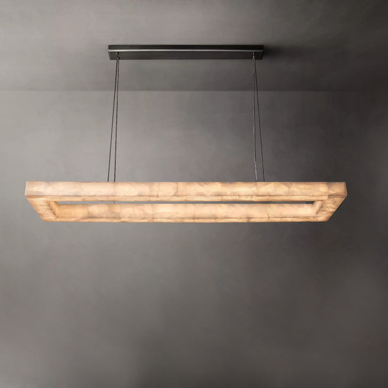 Modern Rectangular Marble Pendant Chandelier – Lamps for Dining Room or Kitchen Island - Lamps