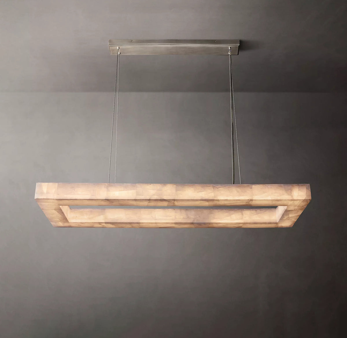 Modern Rectangular Marble Pendant Chandelier – Lamps for Dining Room or Kitchen Island - Lamps