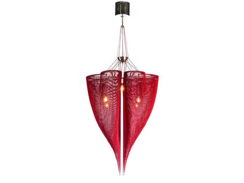 Luxury Clover Mesh Chandelier ?? Modern Lighting with Elegant Metal Drapes for High-end Interiors - Chandeliers