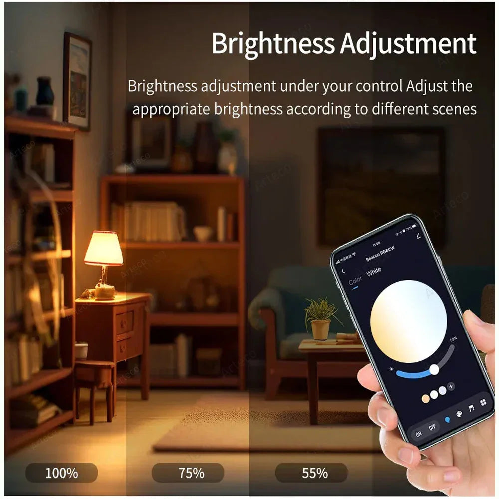 Rgb + Cw Smart Led Bulb – 15w Bluetooth-controlled Dimmable Lighting - Bulbs