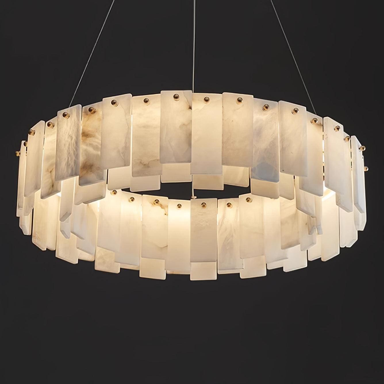 Round Alabaster Chandelier Over the Dining Table or in Living Room | Casalola Lights - Chandeliers