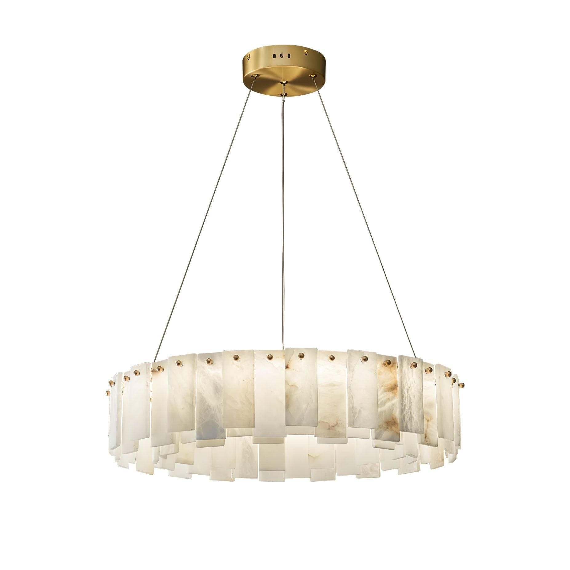 Round Alabaster Chandelier Over the Dining Table or in Living Room | Casalola Lights - Chandeliers