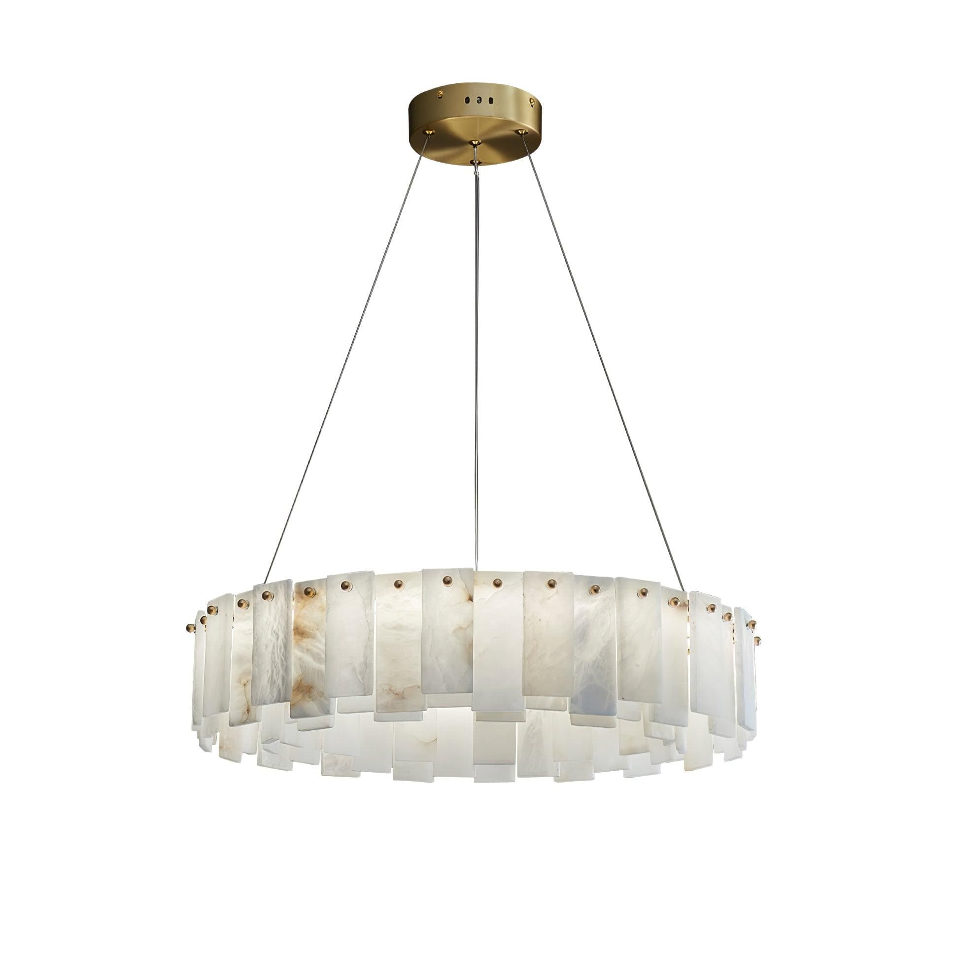 Round Alabaster Chandelier Over the Dining Table or in Living Room | Casalola Lights - Chandeliers