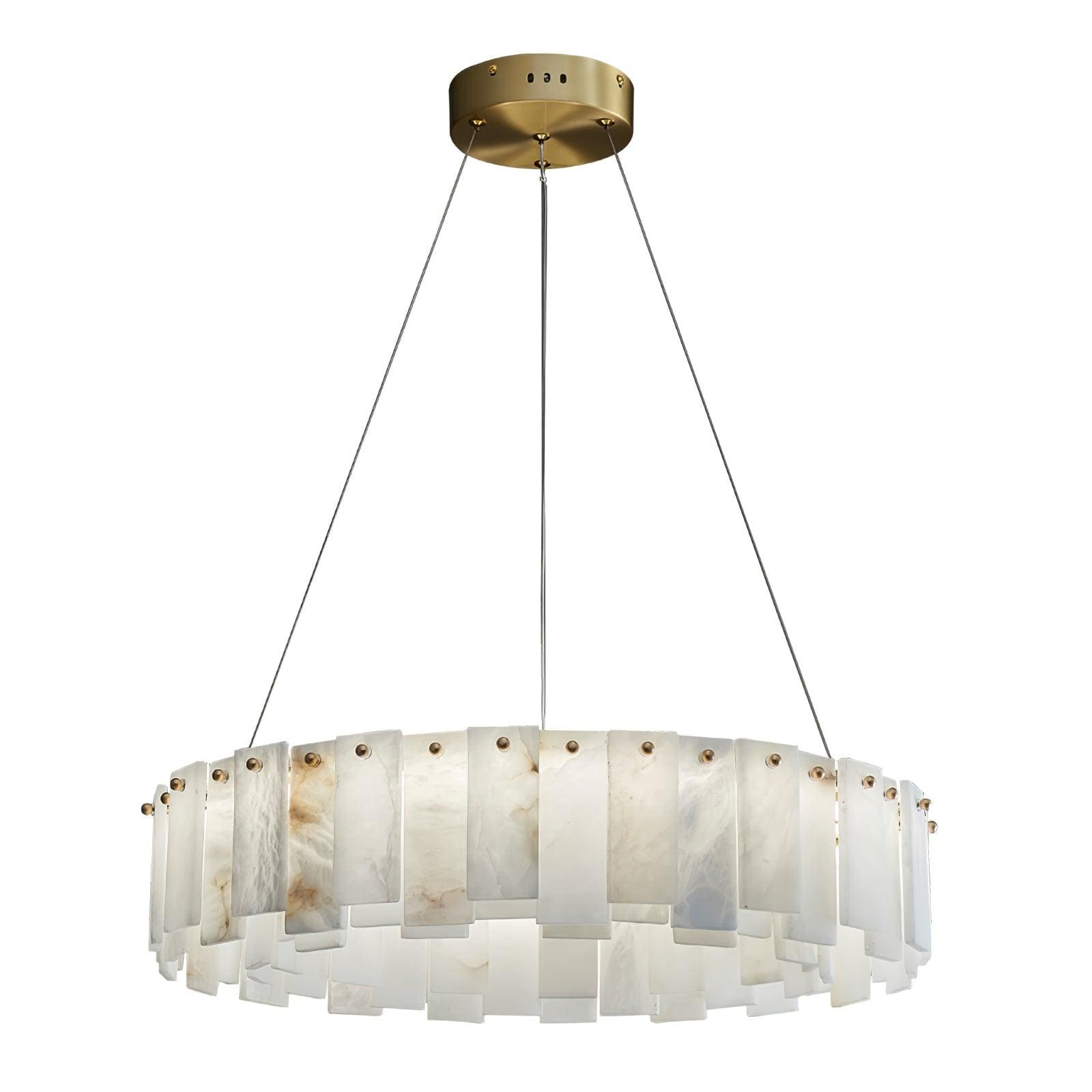 Round Alabaster Chandelier Over the Dining Table or in Living Room | Casalola Lights - Chandeliers