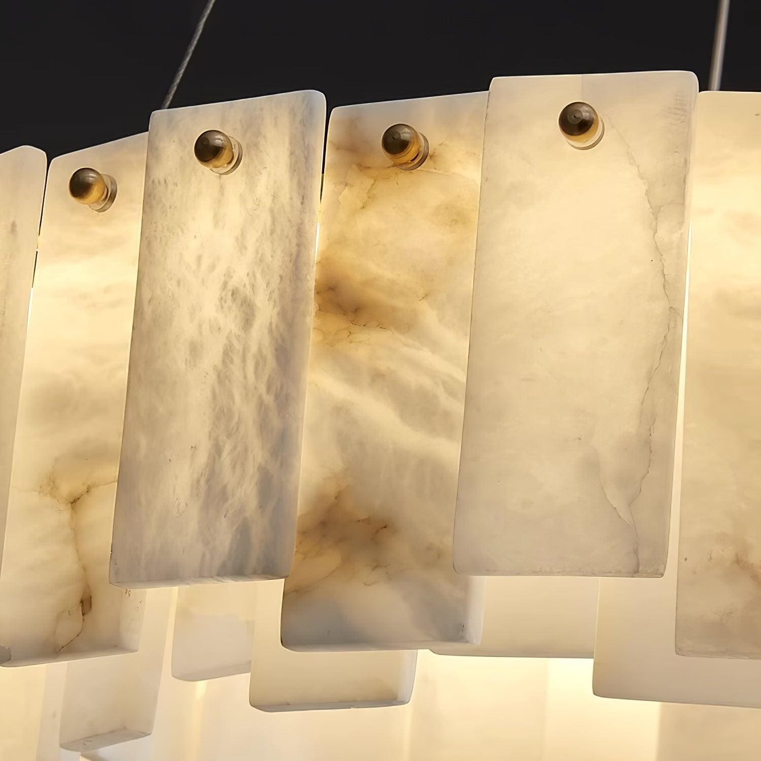 Round Alabaster Chandelier Over the Dining Table or in Living Room | Casalola Lights - Chandeliers