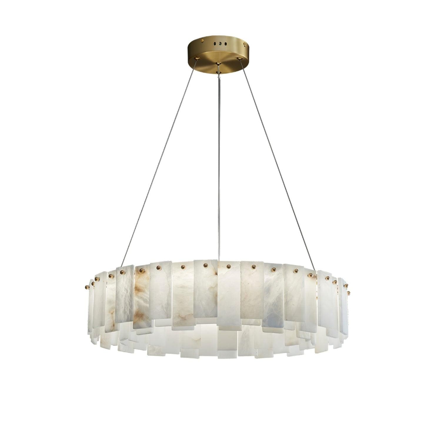 Round Alabaster Chandelier Over the Dining Table or in Living Room | Casalola Lights - Chandeliers