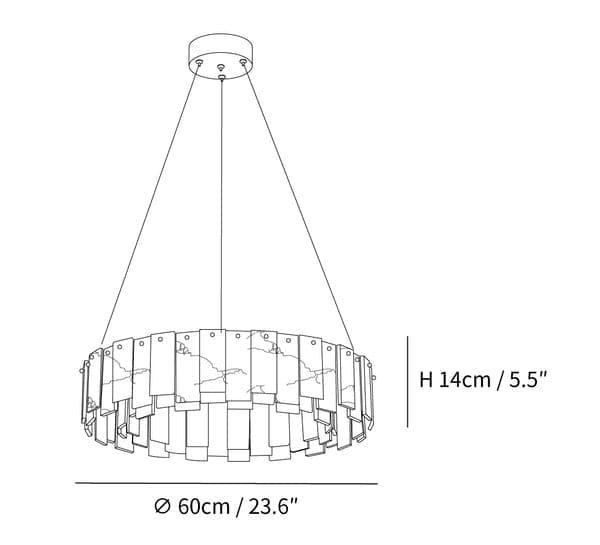 Round Alabaster Chandelier Over the Dining Table or in Living Room | Casalola Lights - Chandeliers