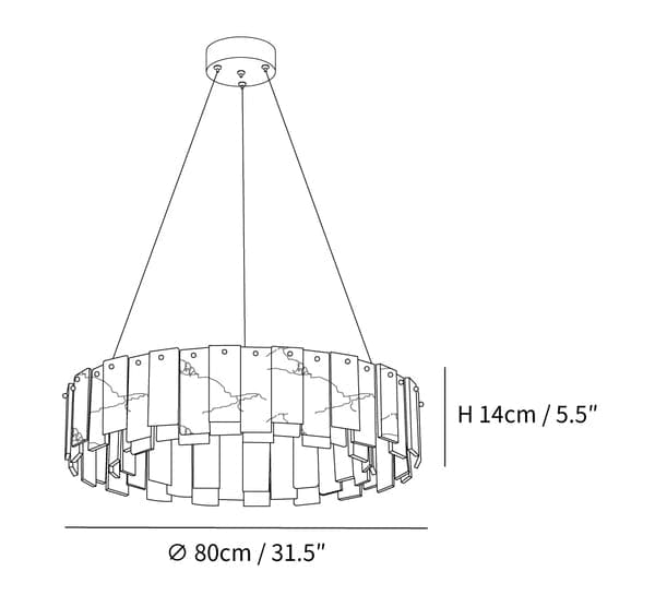 Round Alabaster Chandelier Over the Dining Table or in Living Room | Casalola Lights - Chandeliers