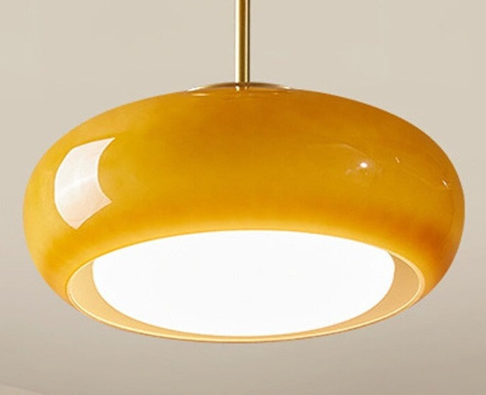 Semi Flush Mount Lighting | Mid-century Modern Ceiling Lamps | Round Glossy Glass Orange - Semi-flush Mounts