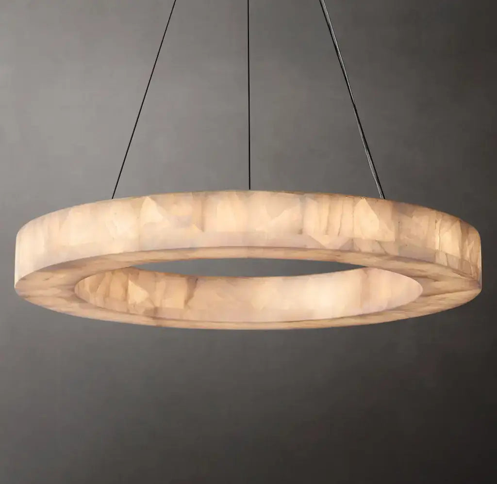 Rivage Round Alabaster Chandelier for Dining Room Living Room | Modern Decor | Casalola Lights - Chandeliers