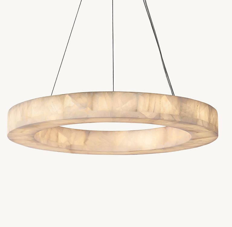 Rivage Round Alabaster Chandelier for Dining Room Living Room | Modern Decor | Casalola Lights - Chandeliers