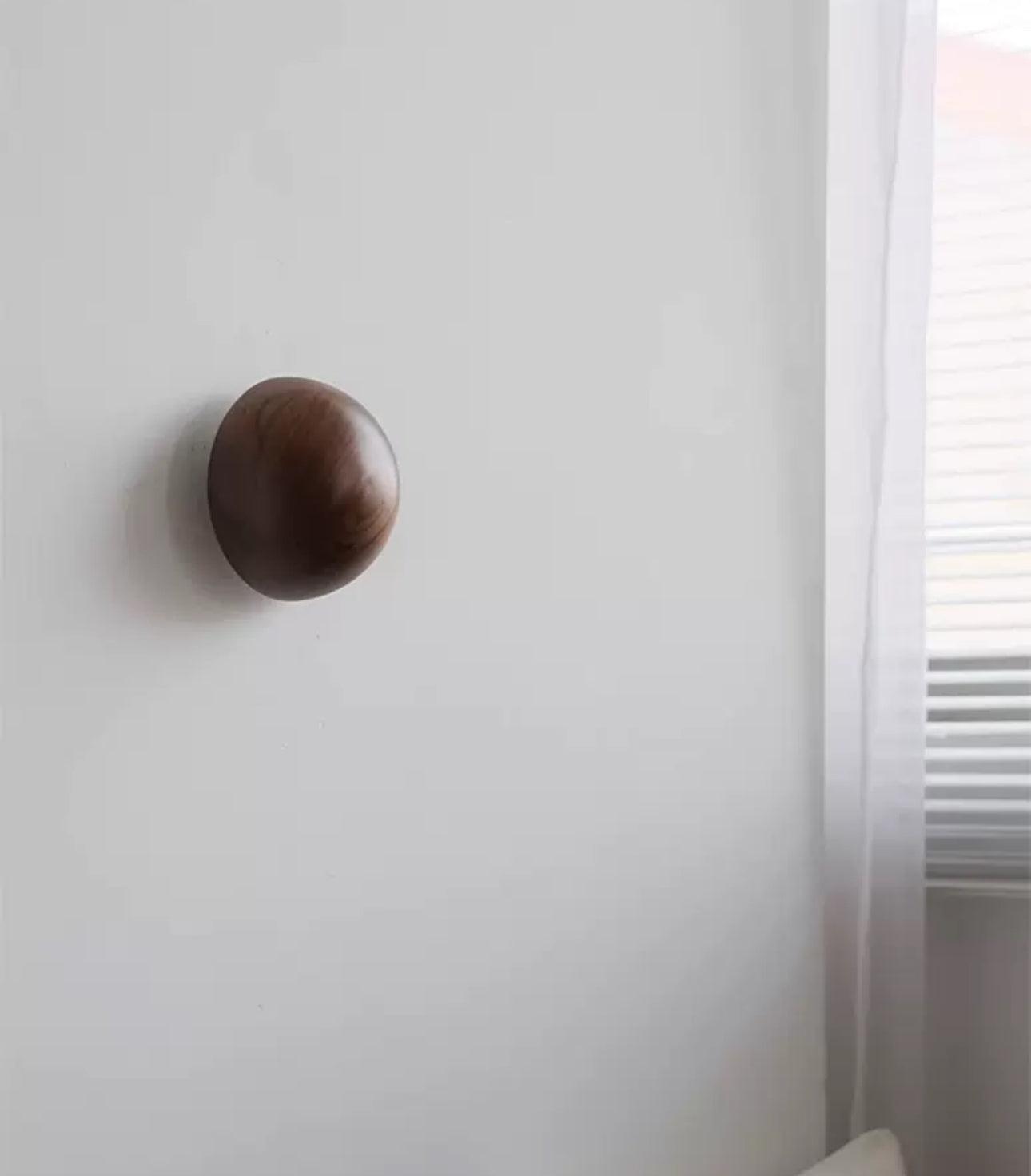 Round Walnut Dome Wall Lamp - 15 Cm Diameter Japandi Style - Minimalist Lamps