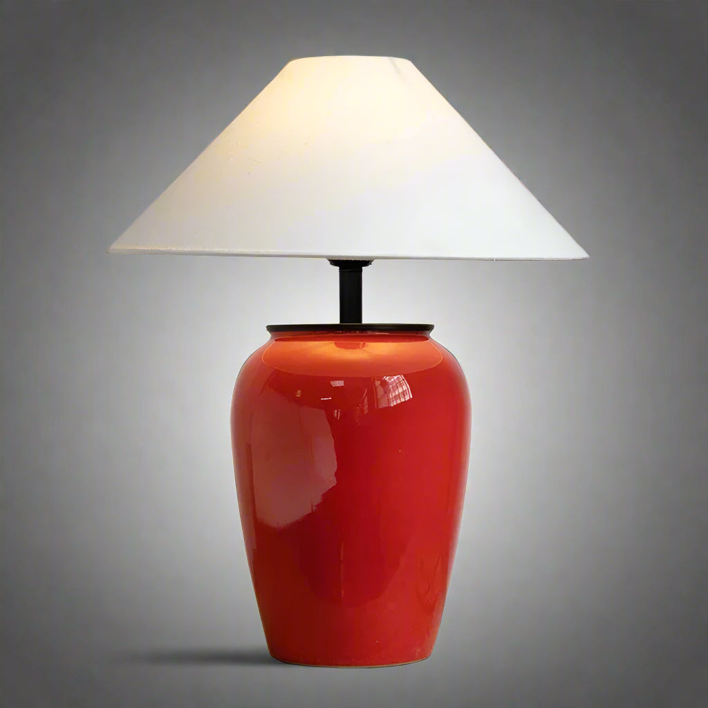 Red Ceramic Table Lamps for Living Room | Large Bedside | Luxury Interior Designers - Modern Lamps