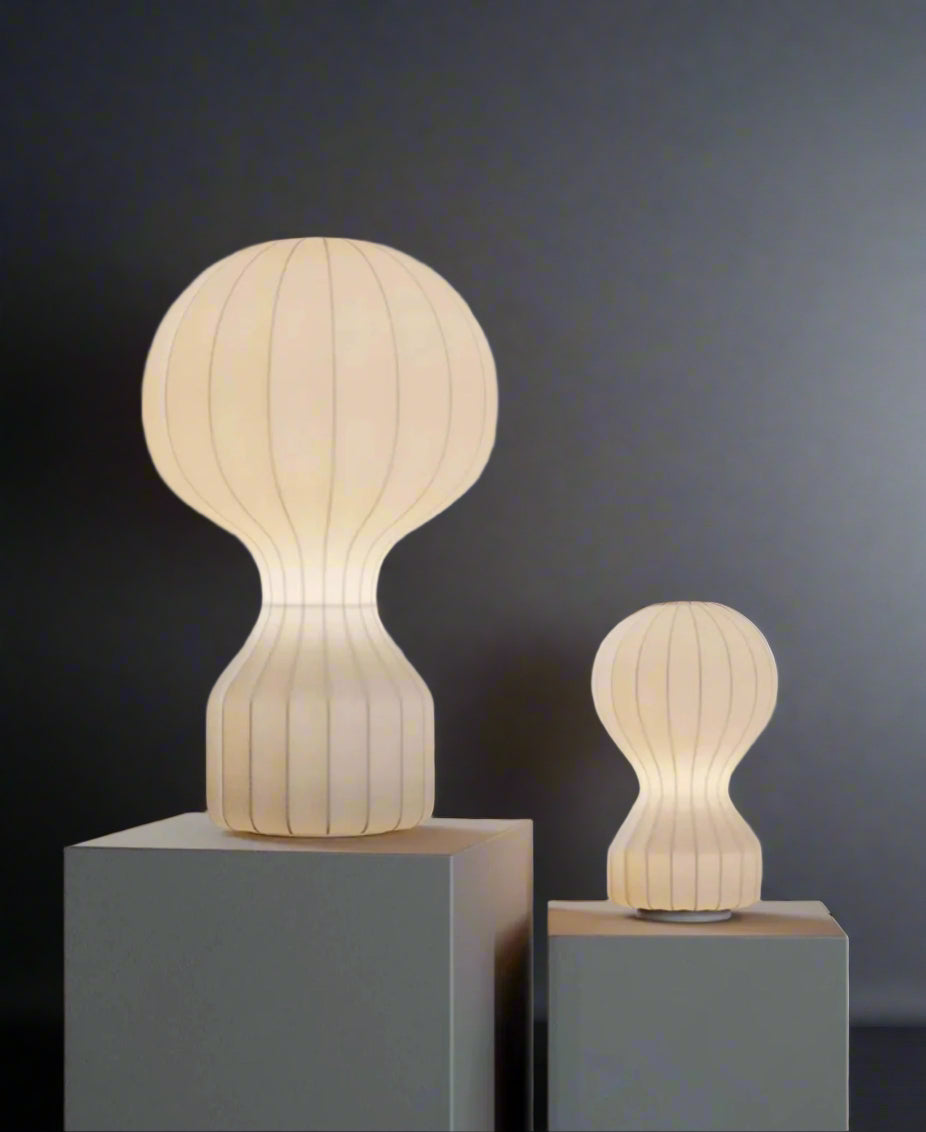 Japandi Table Lamp - Resin and Silk Available in Three Sizes Wabi-sabi Style - Lamps