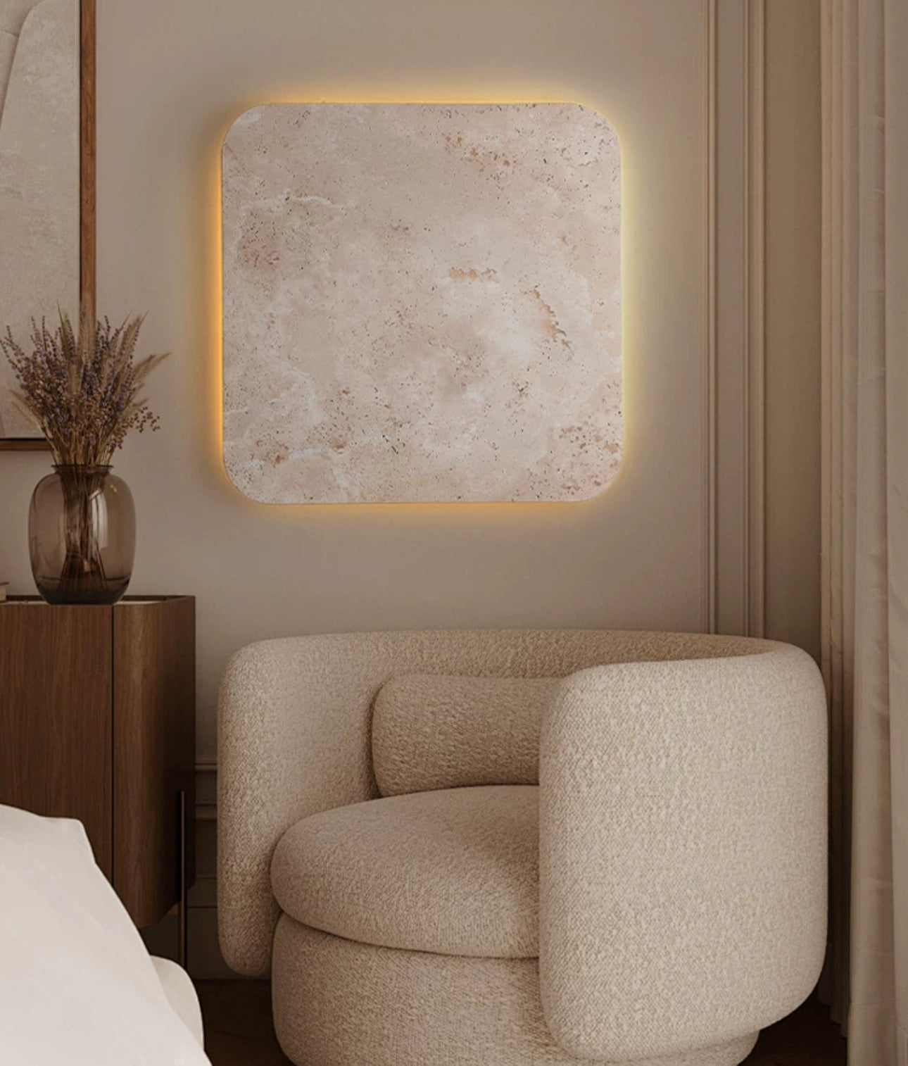 Luxurious Marble And Stone 60cm Warm Led Lighting Intelligent Control Waterproof - Minimalist Wall Lamps