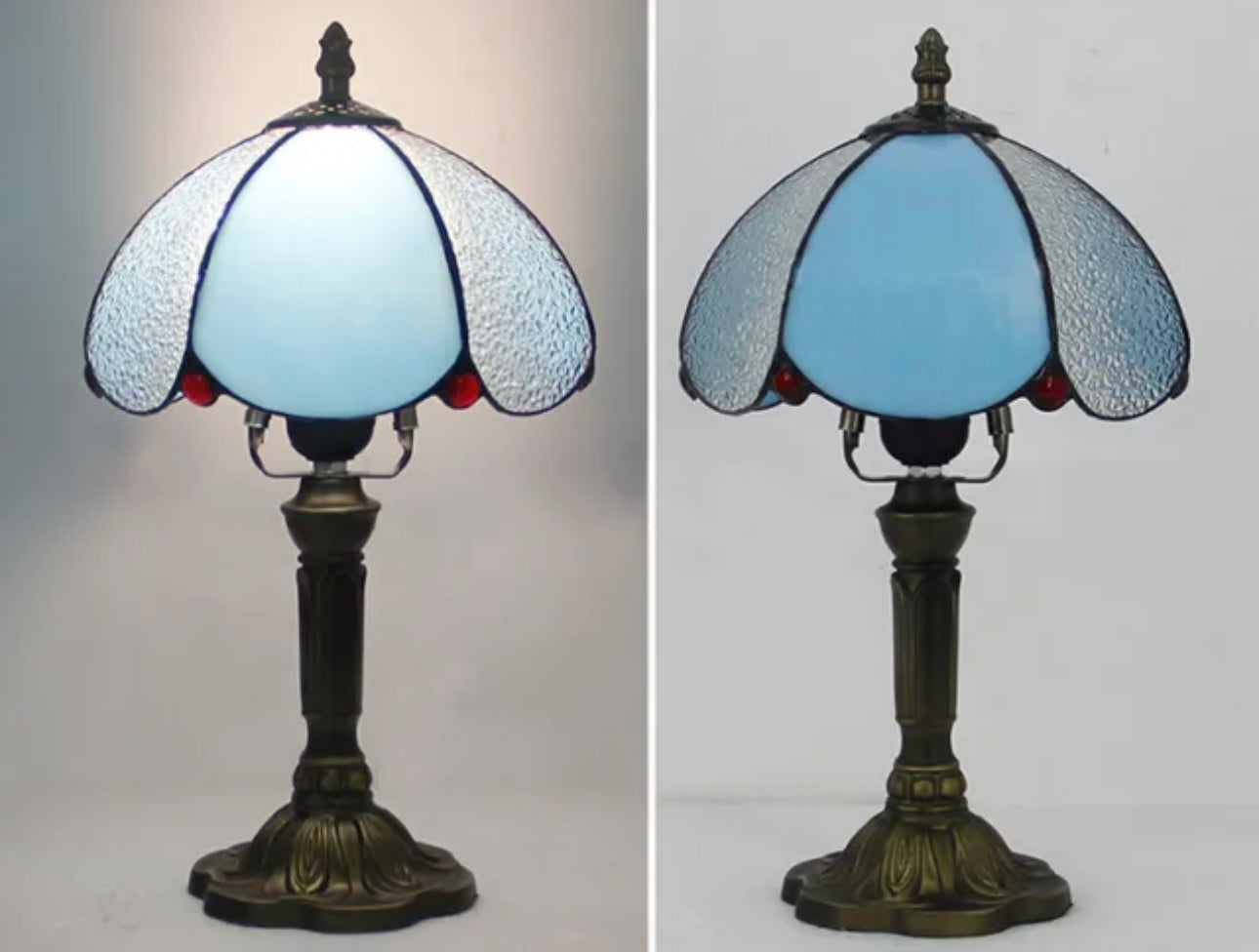 Tiffany Table Lamp Copper Colorful Glass For Living Room - Lamps