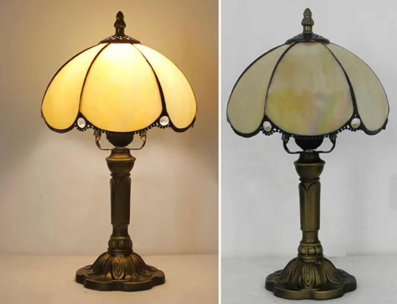 Luxurious Tiffany Table Lamp Copper Colorful Glass - Lamps