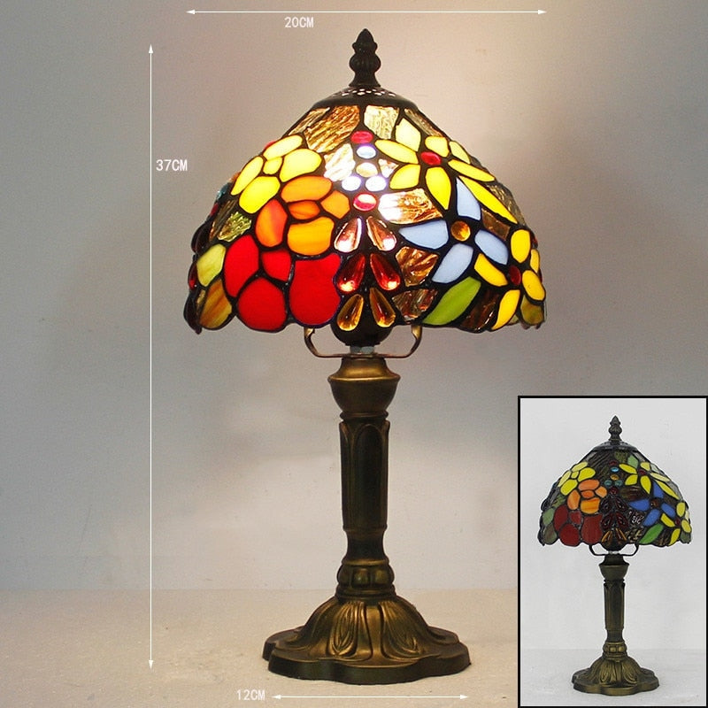 Tiffany Table Lamp Copper Colorful Glass - Lamps