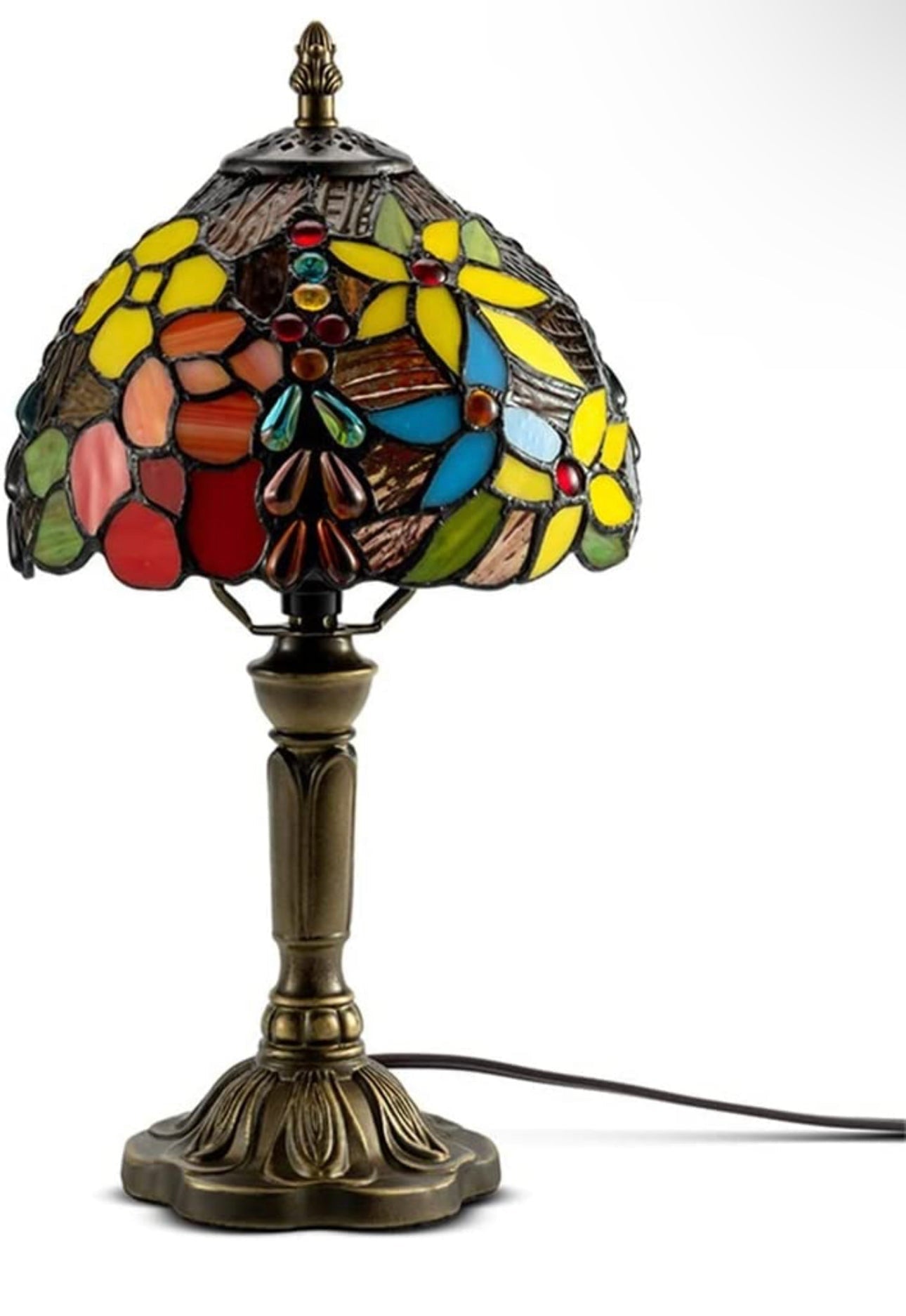 Tiffany Table Lamp Copper Colorful Glass - Lamps