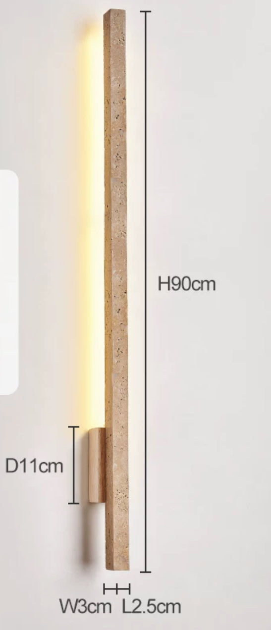 Travertine and Wood Wall Lamp with Warm Led Light Modern Minimalism Home Decor - Minimalist Lamps