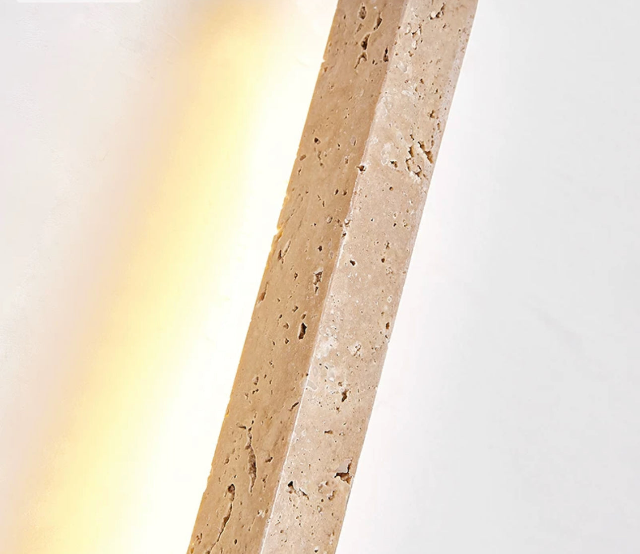 Travertine and Wood Wall Lamp with Warm Led Light Modern Minimalism Home Decor - Minimalist Lamps