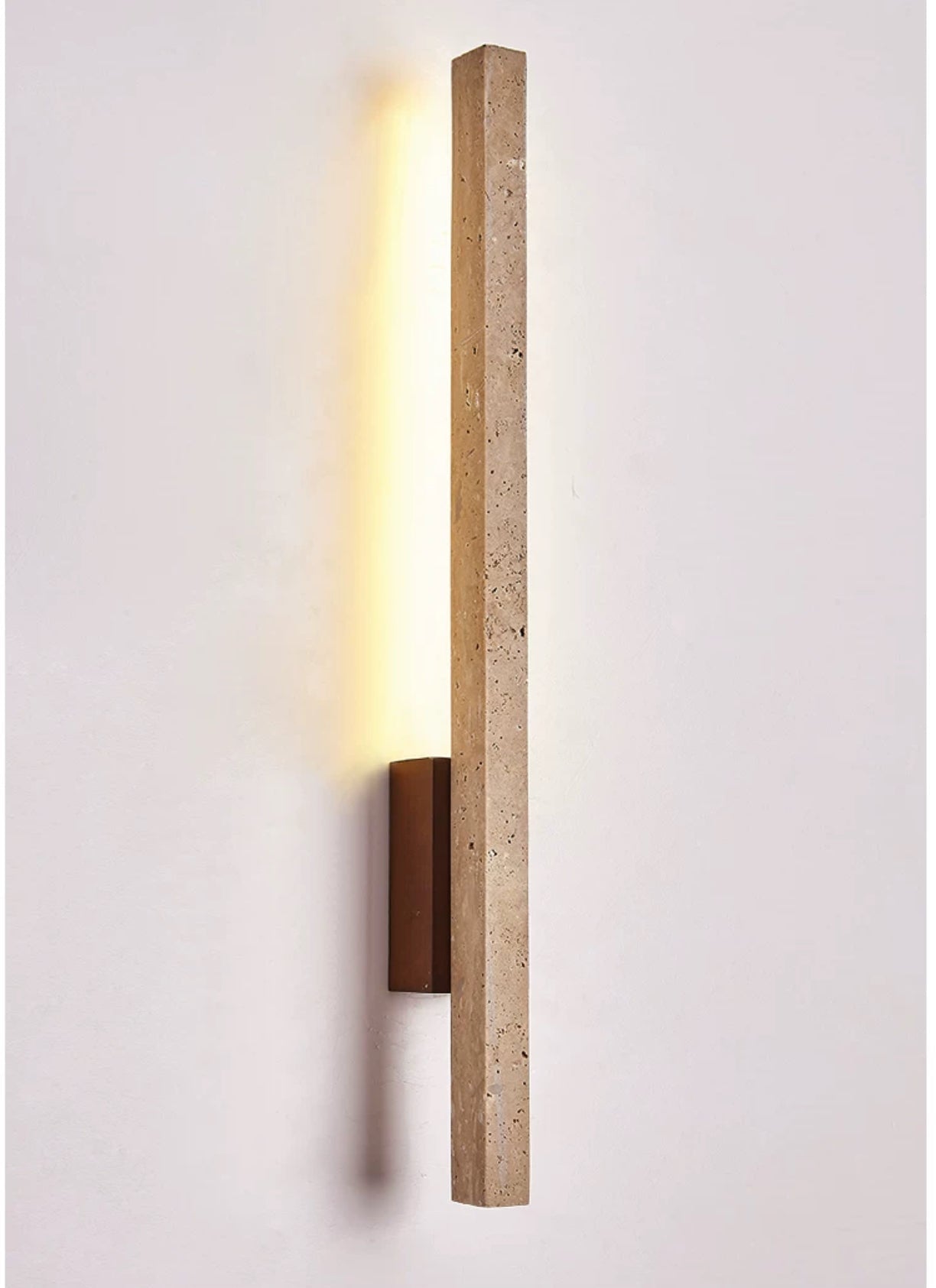 Travertine And Wood Wall Lamp With Warm Led Light Modern Minimalism Home Decor - Minimalist Lamps
