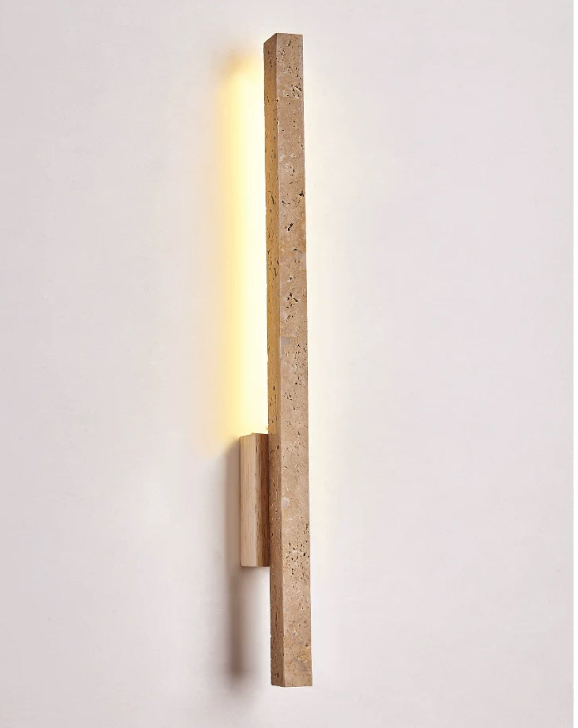 Travertine and Wood Wall Lamp with Warm Led Light Modern Minimalism Home Decor - Minimalist Lamps