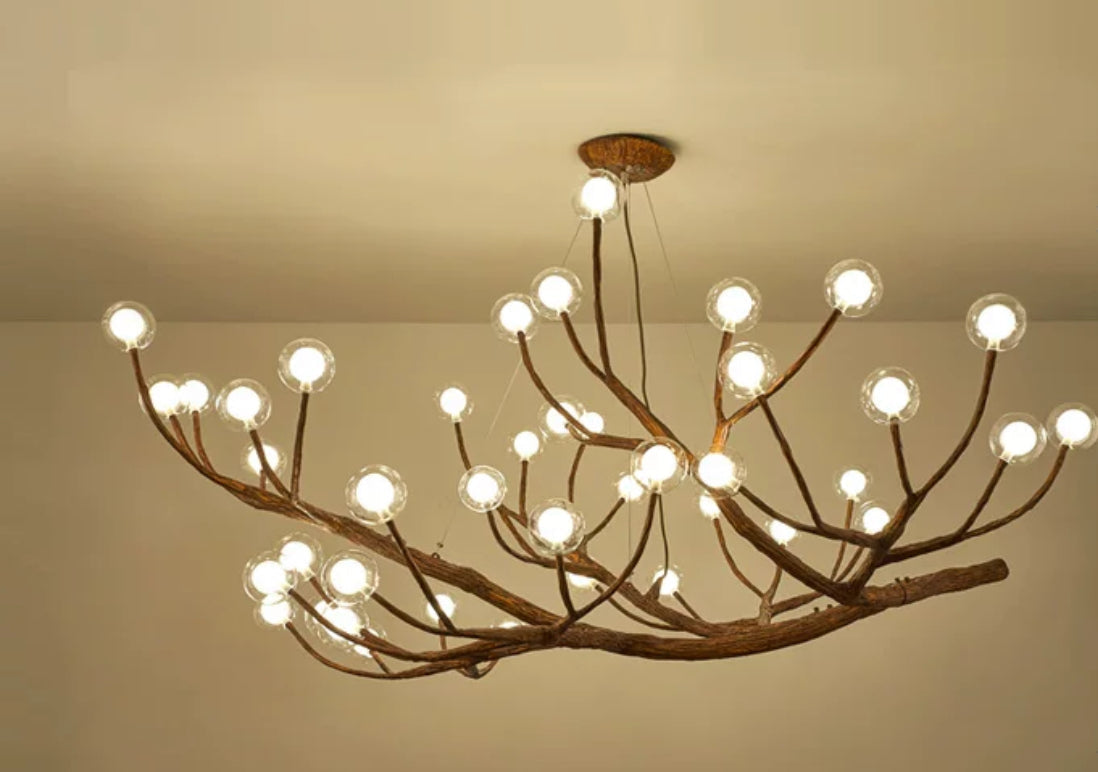 Tree Branch Ceiling Light Fixtures | Chandelier for Rustic Biophilic Design - Chandeliers