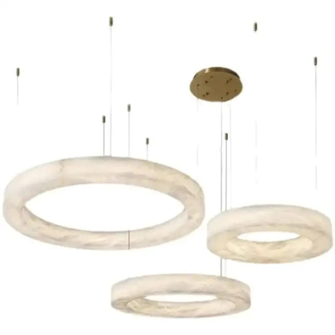 Rivage Triplo Round Alabaster Chandelier for Dining Room Living Room | Modern Luxury | Casalola Lights - Chandeliers