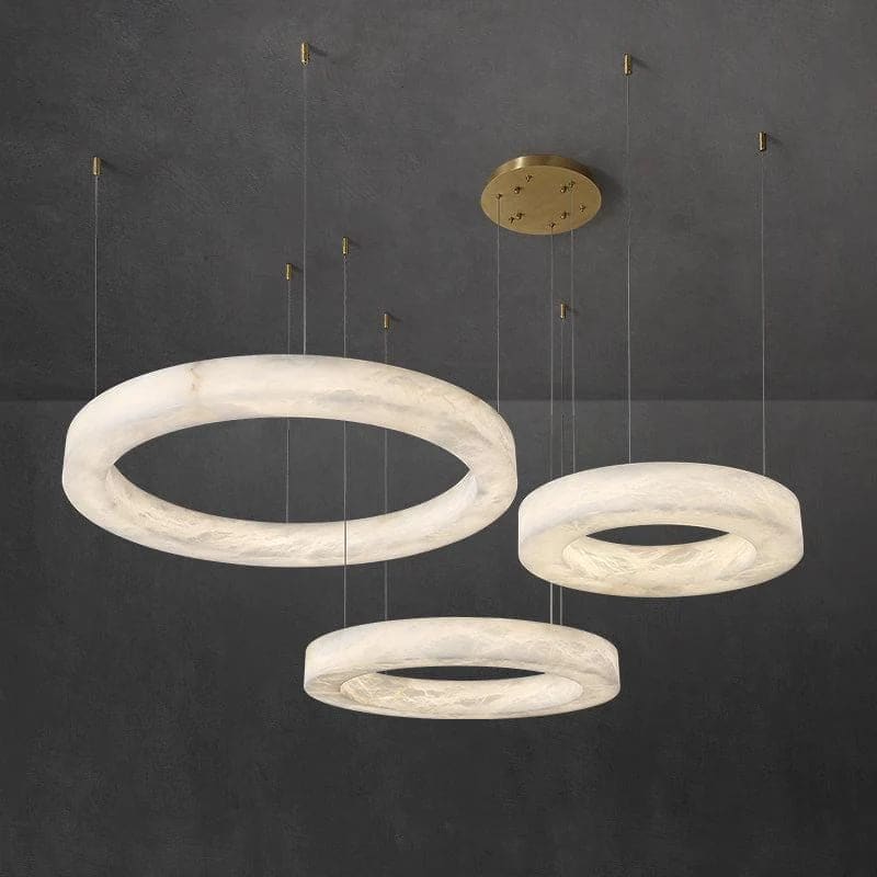 Rivage Triplo Round Alabaster Chandelier for Dining Room Living Room | Modern Luxury | Casalola Lights - Chandeliers