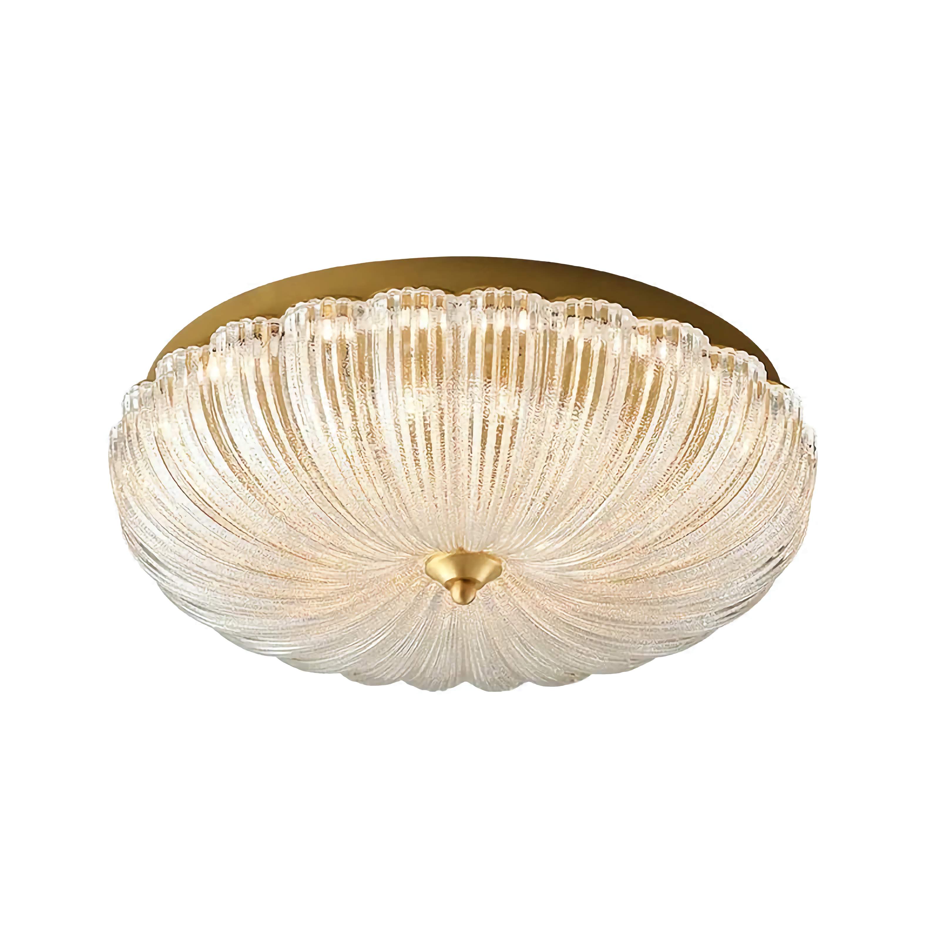 Vintage Glass Flush Mount Ceiling Light with Copper Accent For Low