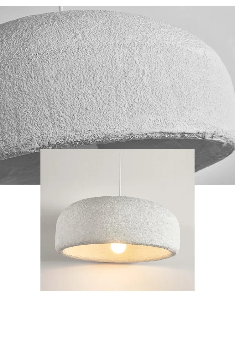 Wabi-sabi Dome Taupe White Resin Pendant Light for Dining Room Living Bedroom - Lamps