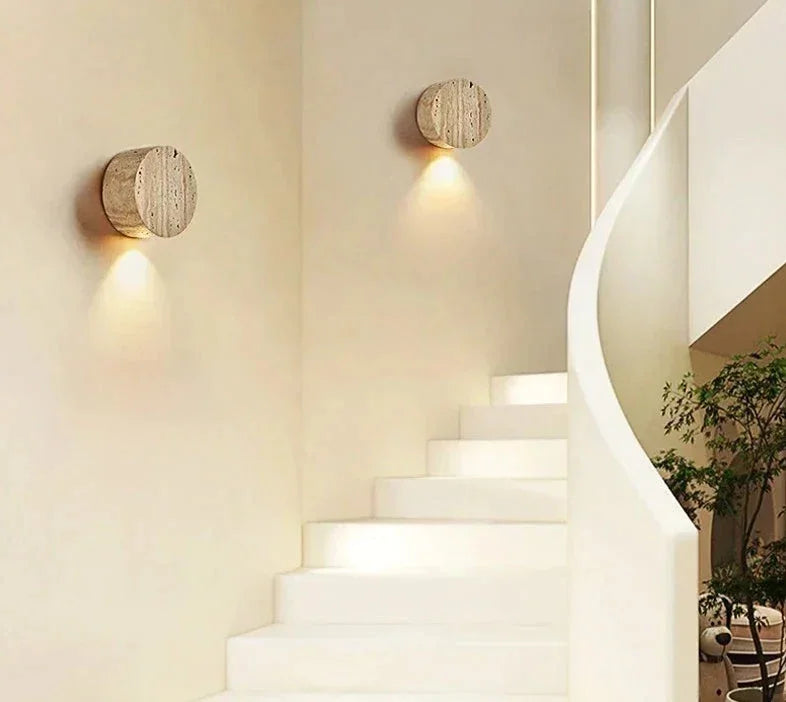 Wabi Sabi Natural Yellow Stone Wall Lamp Sconces For Corridor Living Room Hall - Minimalist Lamps