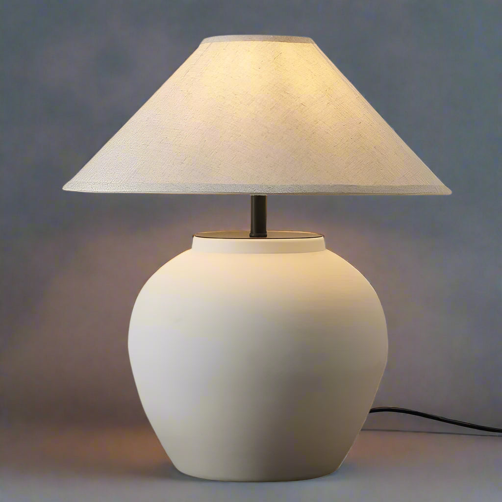 Wabi-sabi Table Lamps Hislin Series | Black and White Available | Ceramic Lamp Minimalist Tones