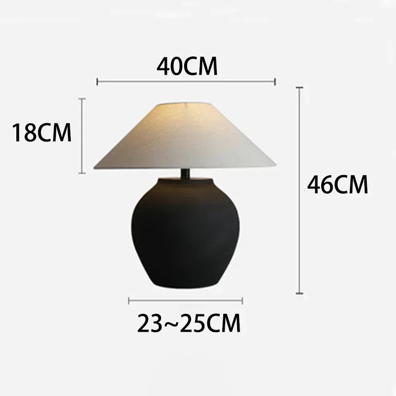 Wabi-sabi Table Lamps Hislin Series | Black And White Available | Ceramic Lamp Minimalist Tones - Lamps