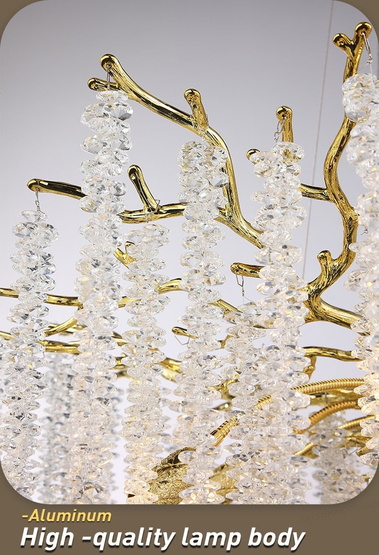 Real Crystal Chandelier | Wisteria Luxury Lighting For Stairs Living Room Restaurants - Semi-flush Mounts