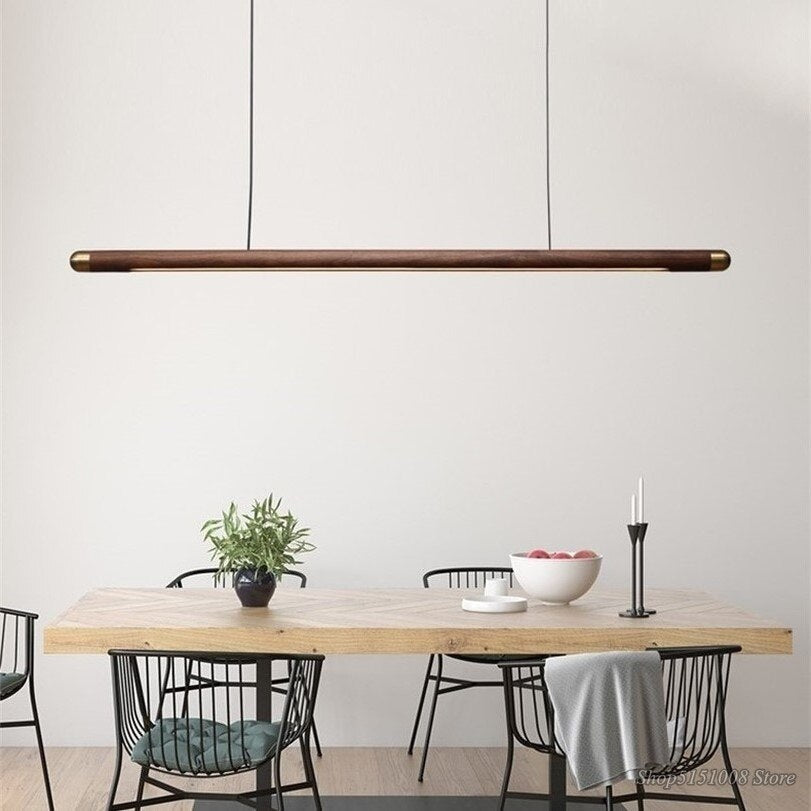 Wood Kitchen Linear Pendant Lighting Contemporary Decor - Semi-flush Mounts