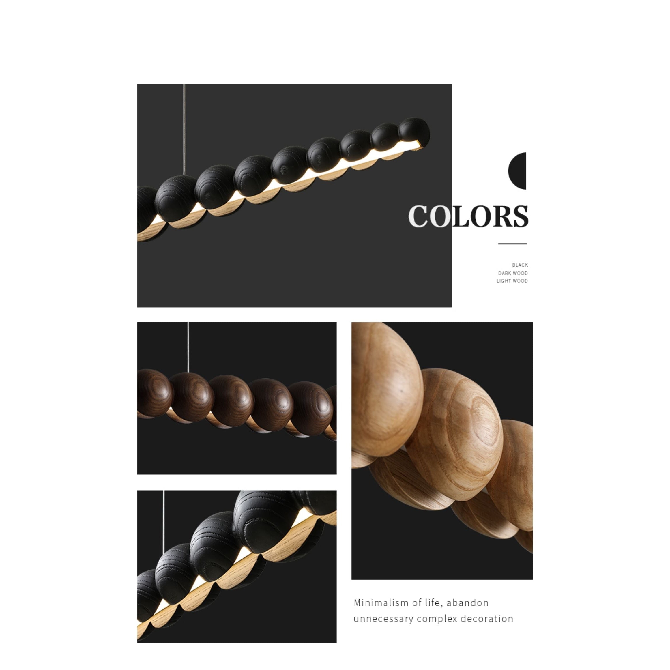 Wooden Beads Bar Pendant Lighting | Modern Led Kitchen Island Dining Room | Casalola - Lamps