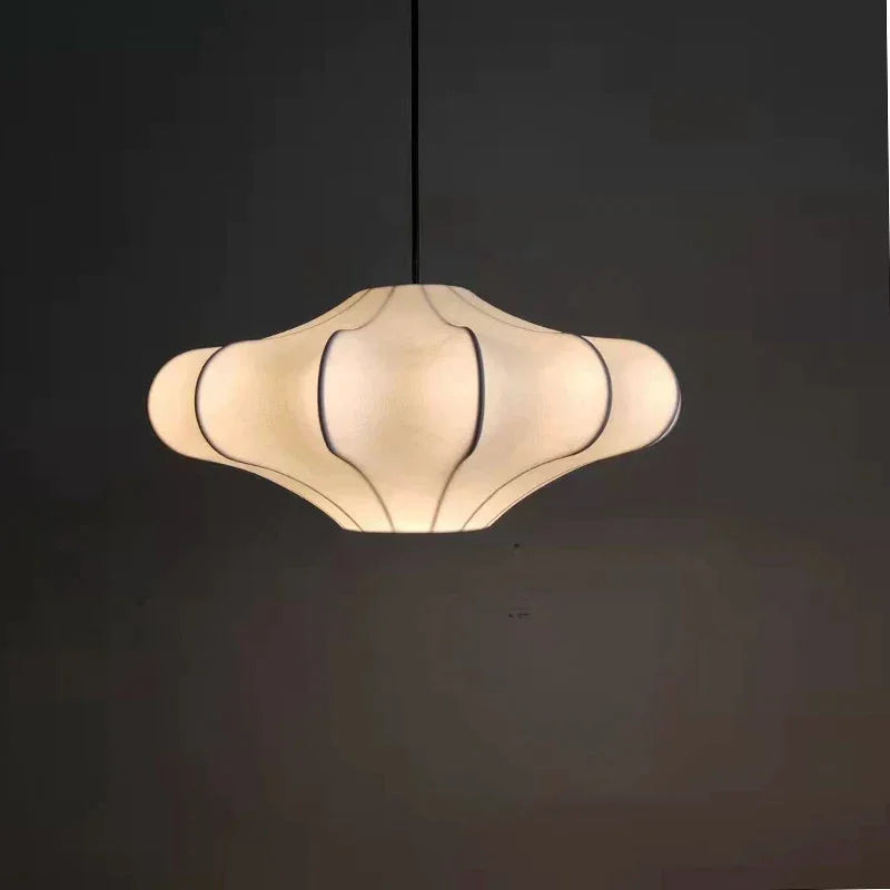 Minimalist Silk Pendant Lamp White Japandi Lamps For Living Room Bedroom - Lamps