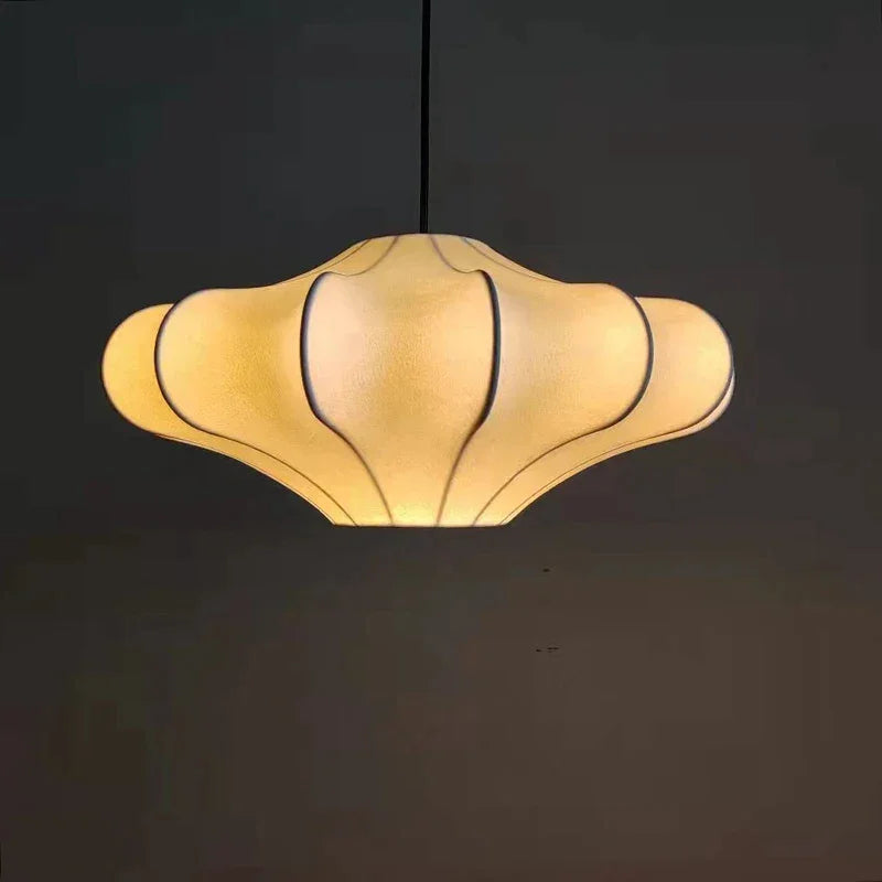 Minimalist Silk Pendant Lamp White Japandi Lamps For Living Room Bedroom - Lamps